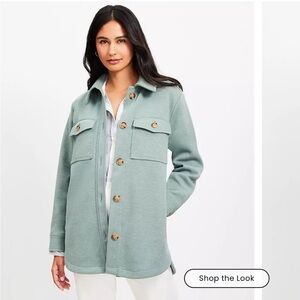 LOFT brushed shirt jacket green